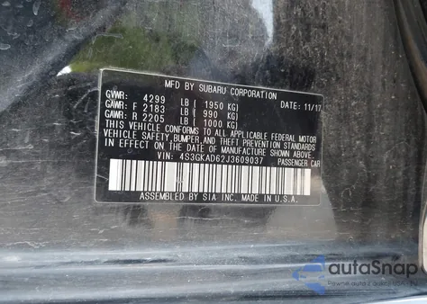 2018 Subaru Impreza 2.0I Premium from USA, damaged, VIN 4S3GKAD62J3609037